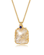 Load image into Gallery viewer, small golden rutilated quartz tower pendant
