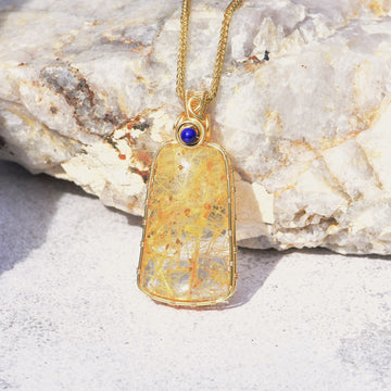 sunflower golden rutilated quartz pendant