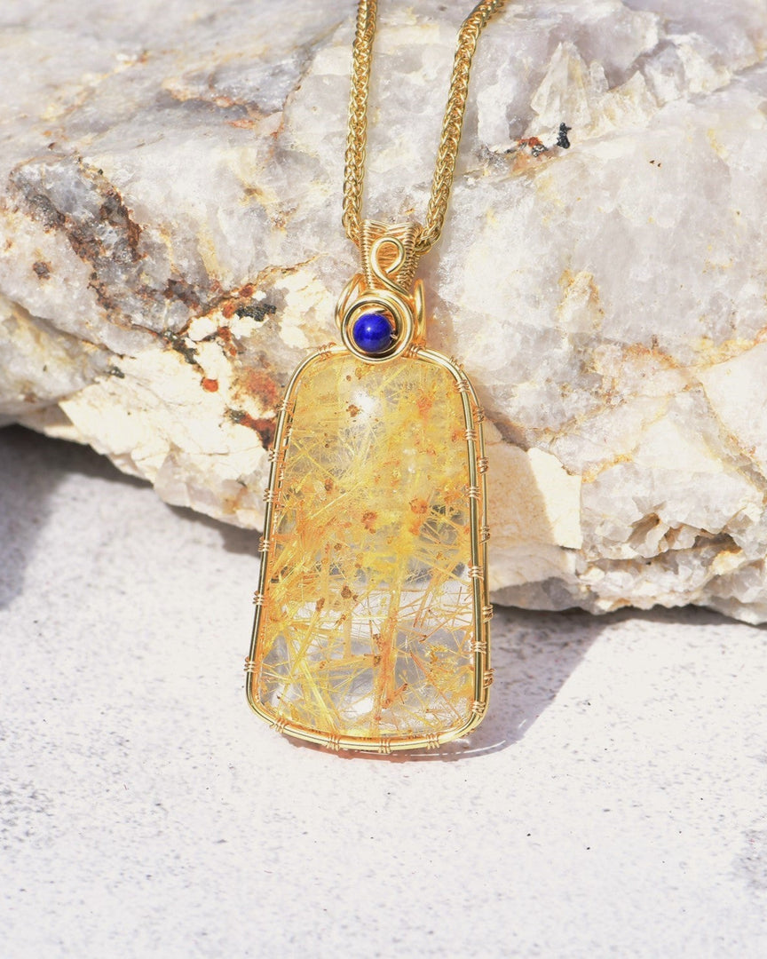 sunflower golden rutilated quartz pendant