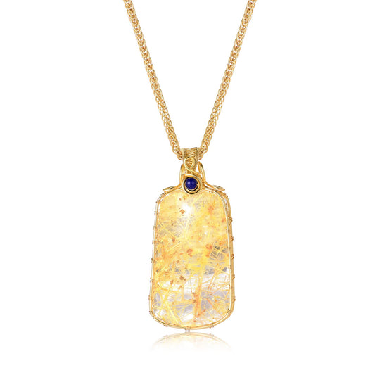 sunflower golden rutilated quartz pendant