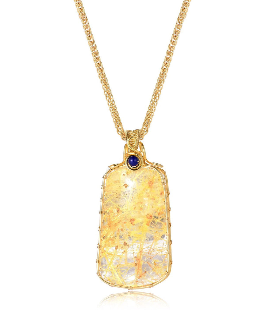 sunflower golden rutilated quartz pendant