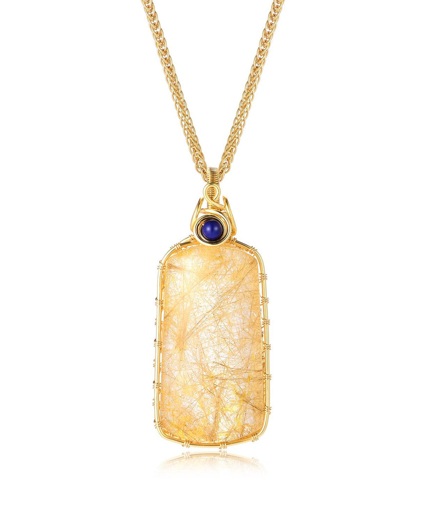 golden rutilated quartz tower pendant