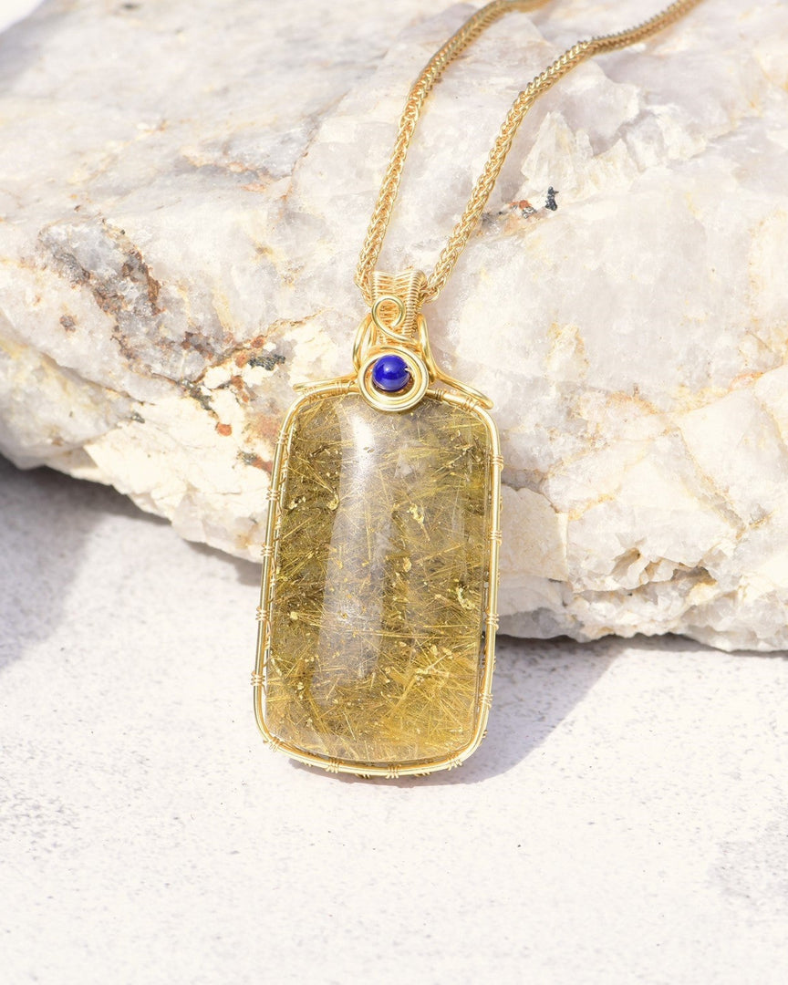 dark golden rutilated quartz tower pendant