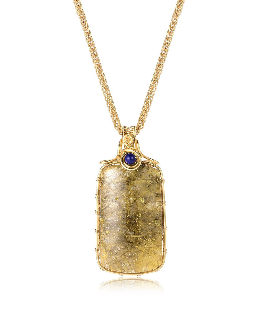 dark golden rutilated quartz tower pendant