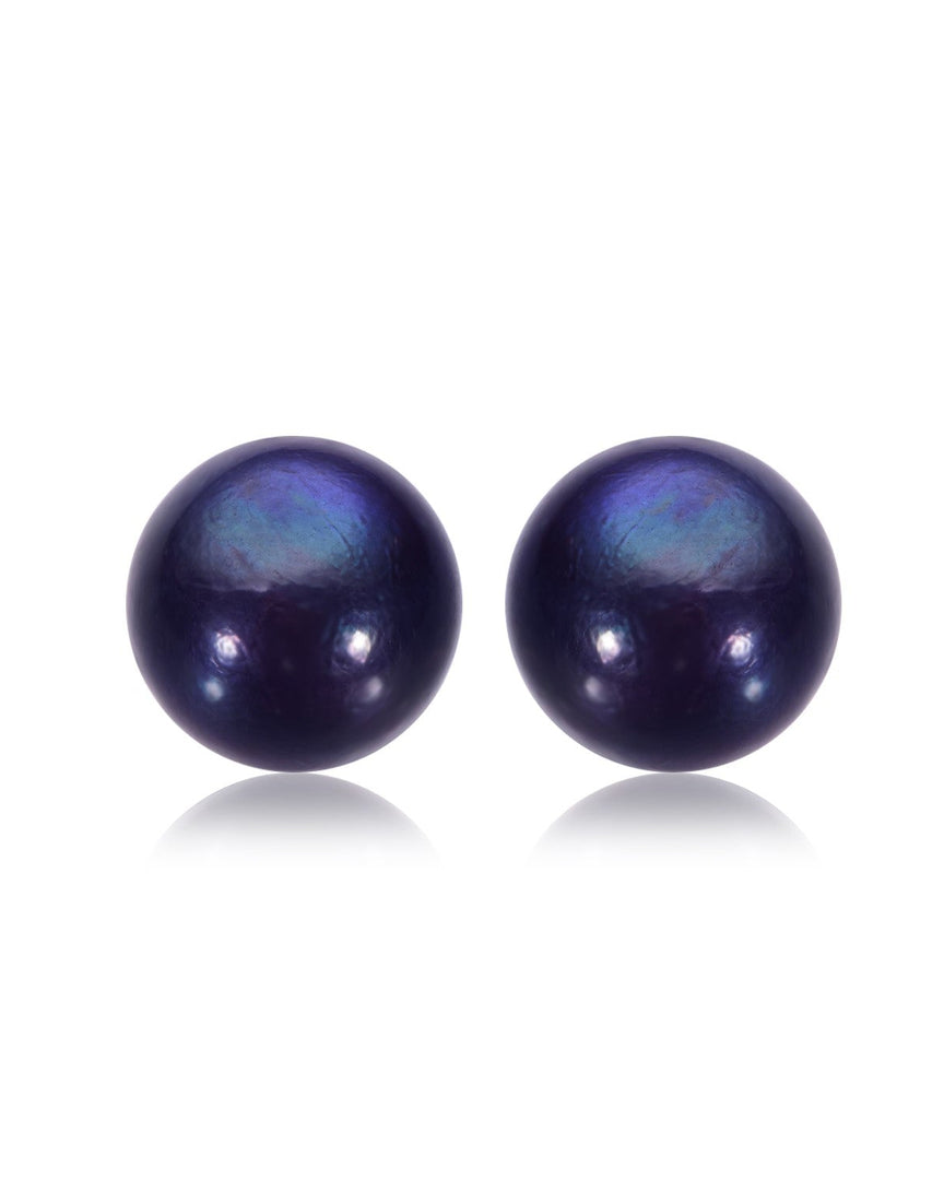 11mm deep purple freshwater pearl stud earrings