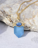 Load image into Gallery viewer, short aquamarine obelisk pendant
