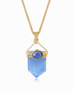 Load image into Gallery viewer, short aquamarine obelisk pendant
