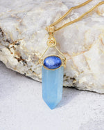 Load image into Gallery viewer, medium aquamarine obelisk pendant
