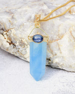 Load image into Gallery viewer, large aquamarine obelisk pendant
