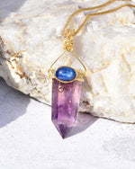 Load image into Gallery viewer, amethyst obelisk pendant
