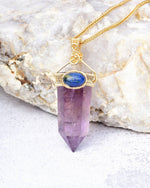 Load image into Gallery viewer, amethyst obelisk pendant
