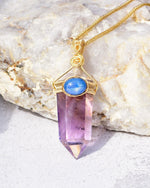 Load image into Gallery viewer, amethyst obelisk pendant
