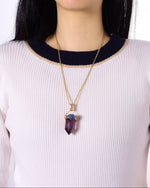 Load image into Gallery viewer, short amethyst obelisk pendant
