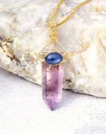 Load image into Gallery viewer, slim amethyst obelisk pendant
