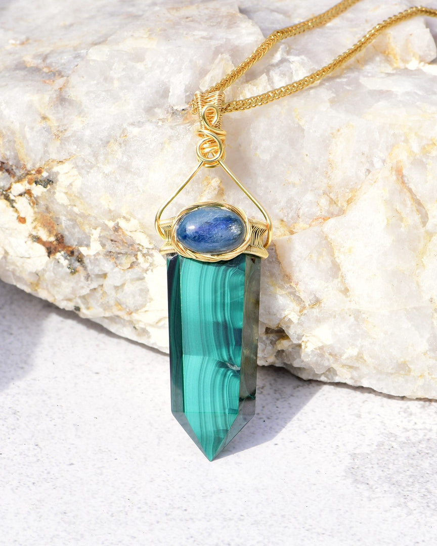 sleek malachite obelisk pendant