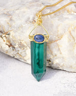 Load image into Gallery viewer, sleek malachite obelisk pendant
