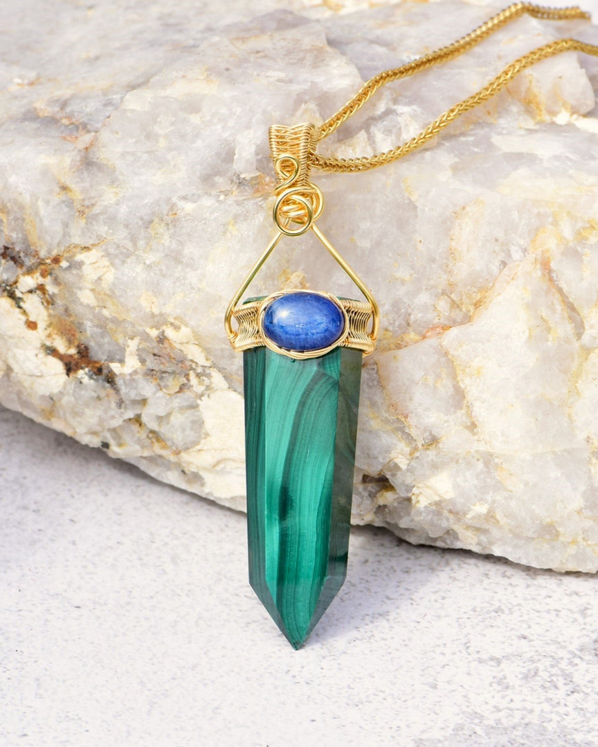 sleek malachite obelisk pendant