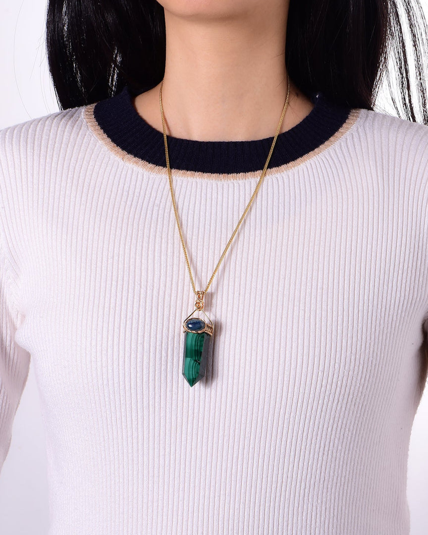 sleek malachite obelisk pendant