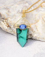 Load image into Gallery viewer, Bold Malachite Obelisk Pendant
