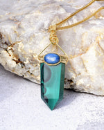 Load image into Gallery viewer, Petite Malachite Obelisk Pendant
