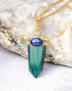 Load image into Gallery viewer, Petite Malachite Obelisk Pendant
