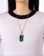 Load image into Gallery viewer, Petite Malachite Obelisk Pendant
