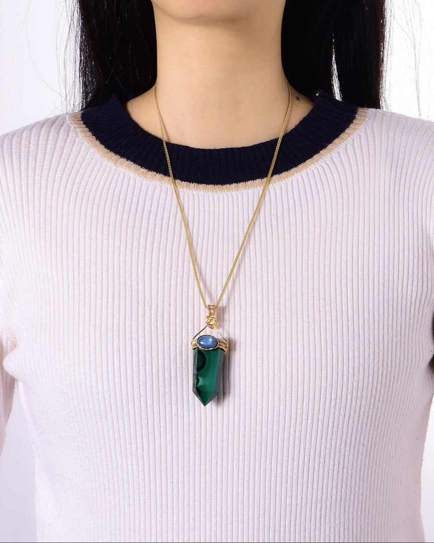 Petite Malachite Obelisk Pendant