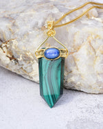 Load image into Gallery viewer, Malachite Obelisk Sword Pendant
