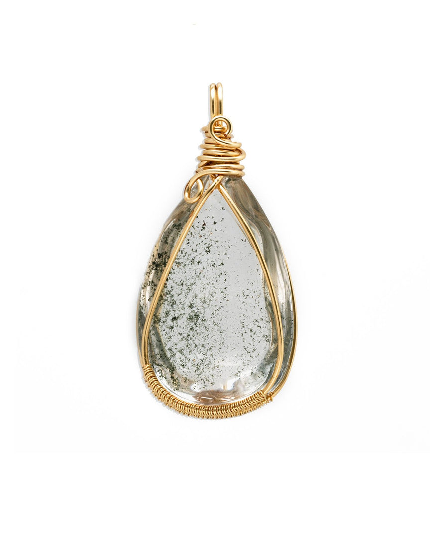 droplet green phantom quartz pendant