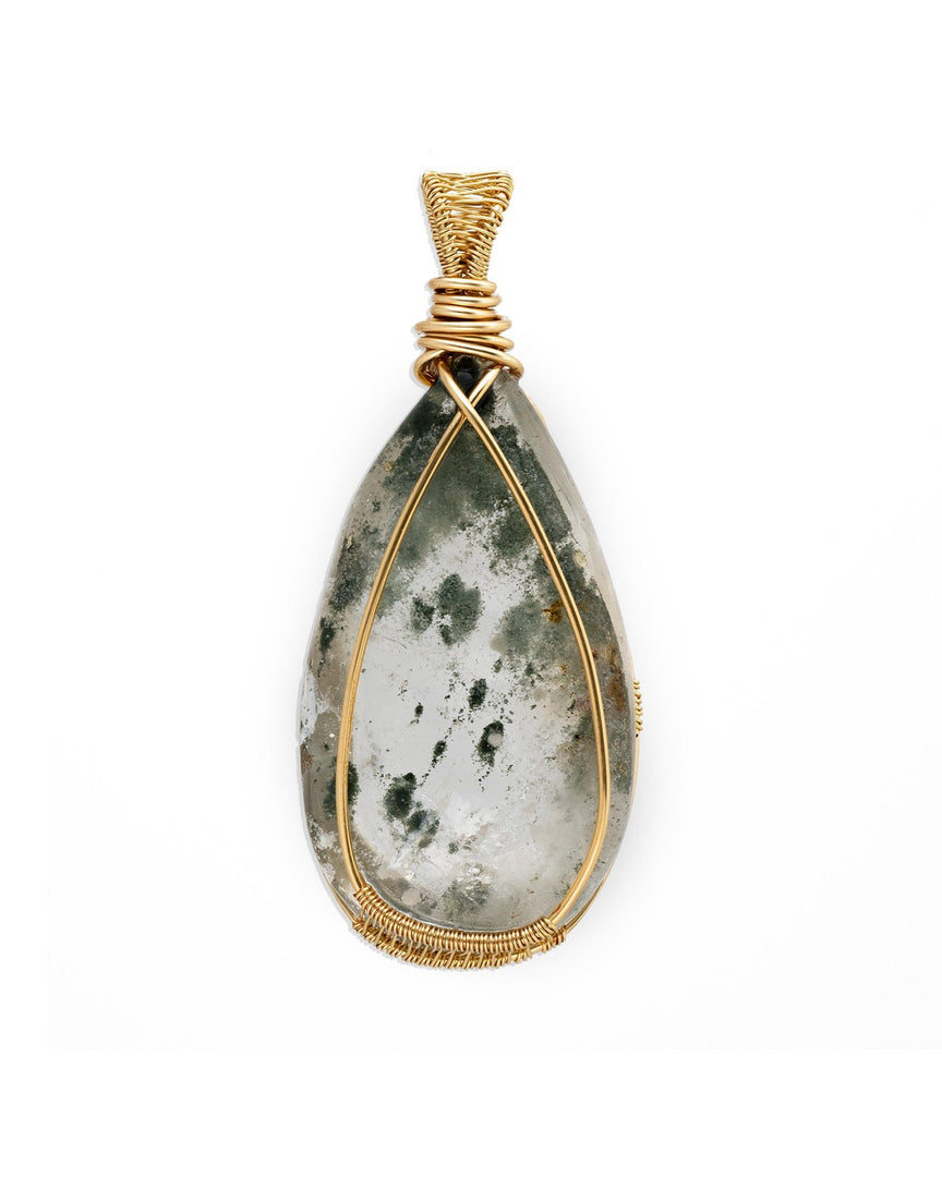 teardrop green phantom quartz pendant