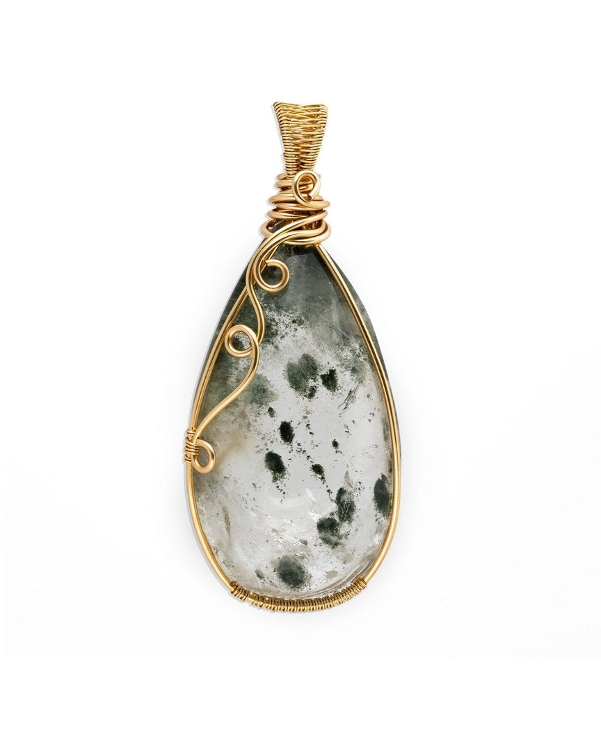 teardrop green phantom quartz pendant