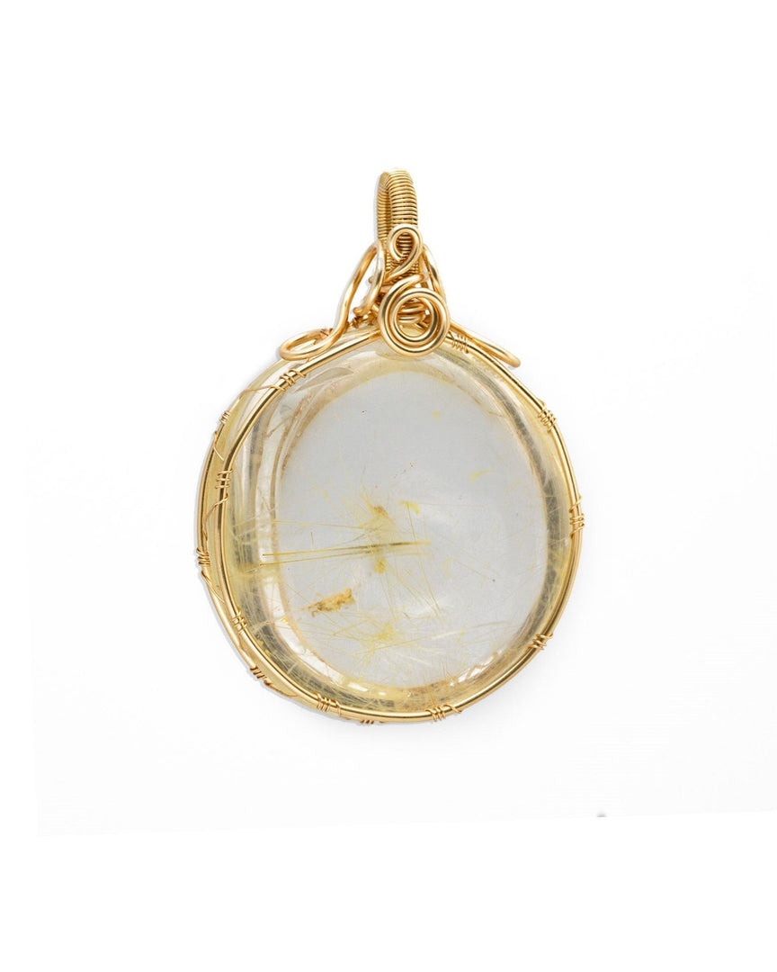 mirror golden rutilated quartz pendant