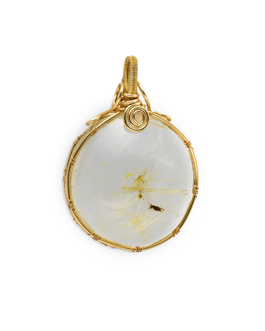 mirror golden rutilated quartz pendant