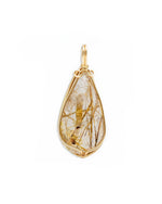 Load image into Gallery viewer, medium teardrop golden rutilated quartz pendant
