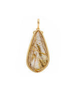 Load image into Gallery viewer, medium teardrop golden rutilated quartz pendant
