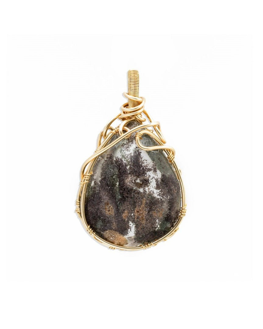 seabed world green phantom quartz pendant