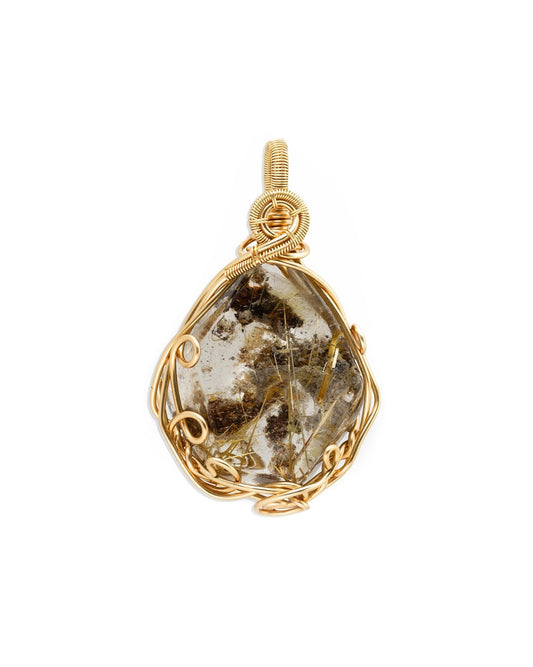 small sphere golden rutilated quartz pendant