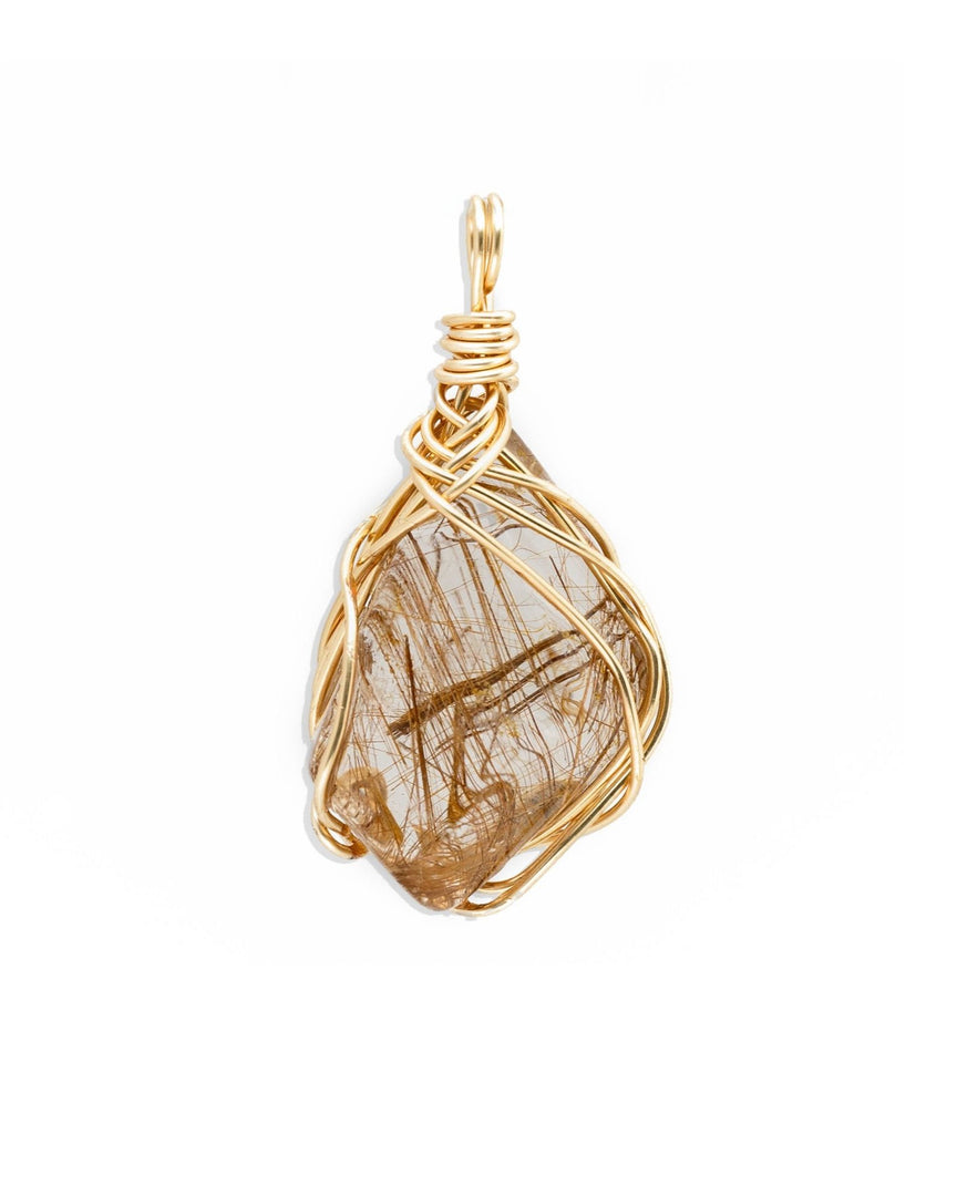 big sphere golden rutilated quartz pendant