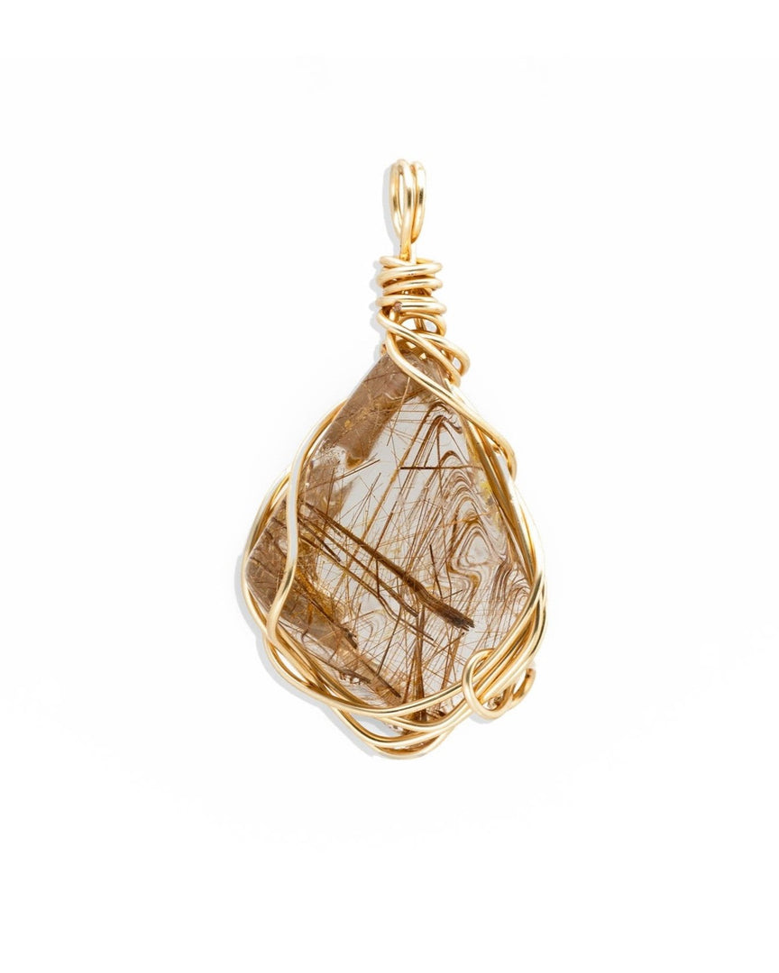 big sphere golden rutilated quartz pendant