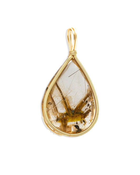 droplet golden rutilated quartz pendant