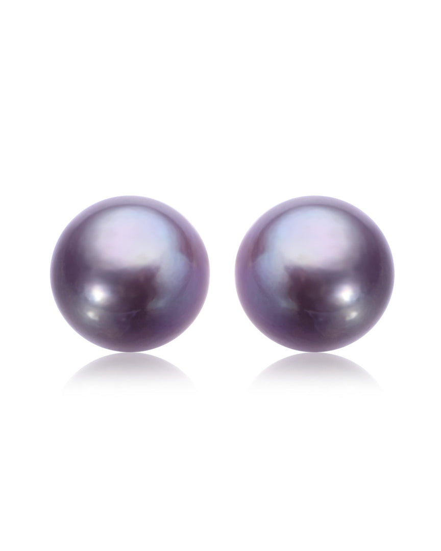 11mm metallic grey freshwater pearl stud earrings