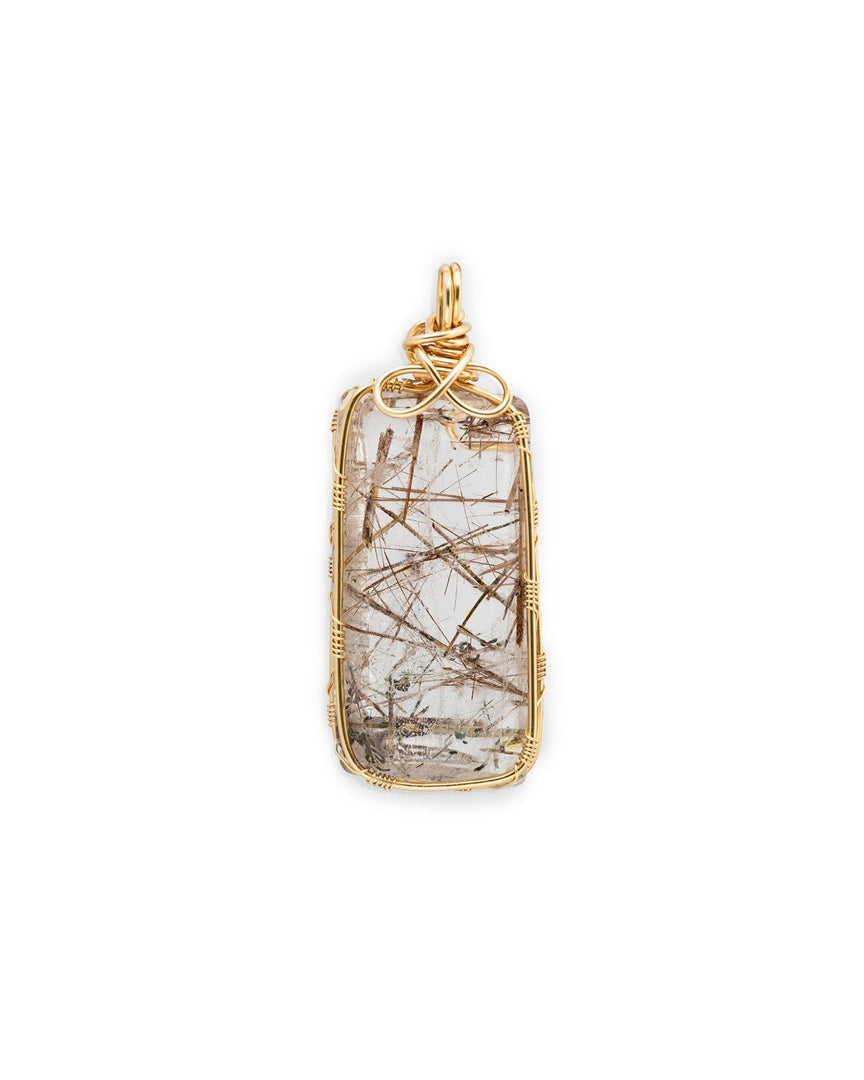 golden rutilated quartz tower pendant