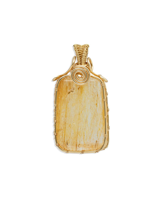 small golden rutilated quartz amulet pendant