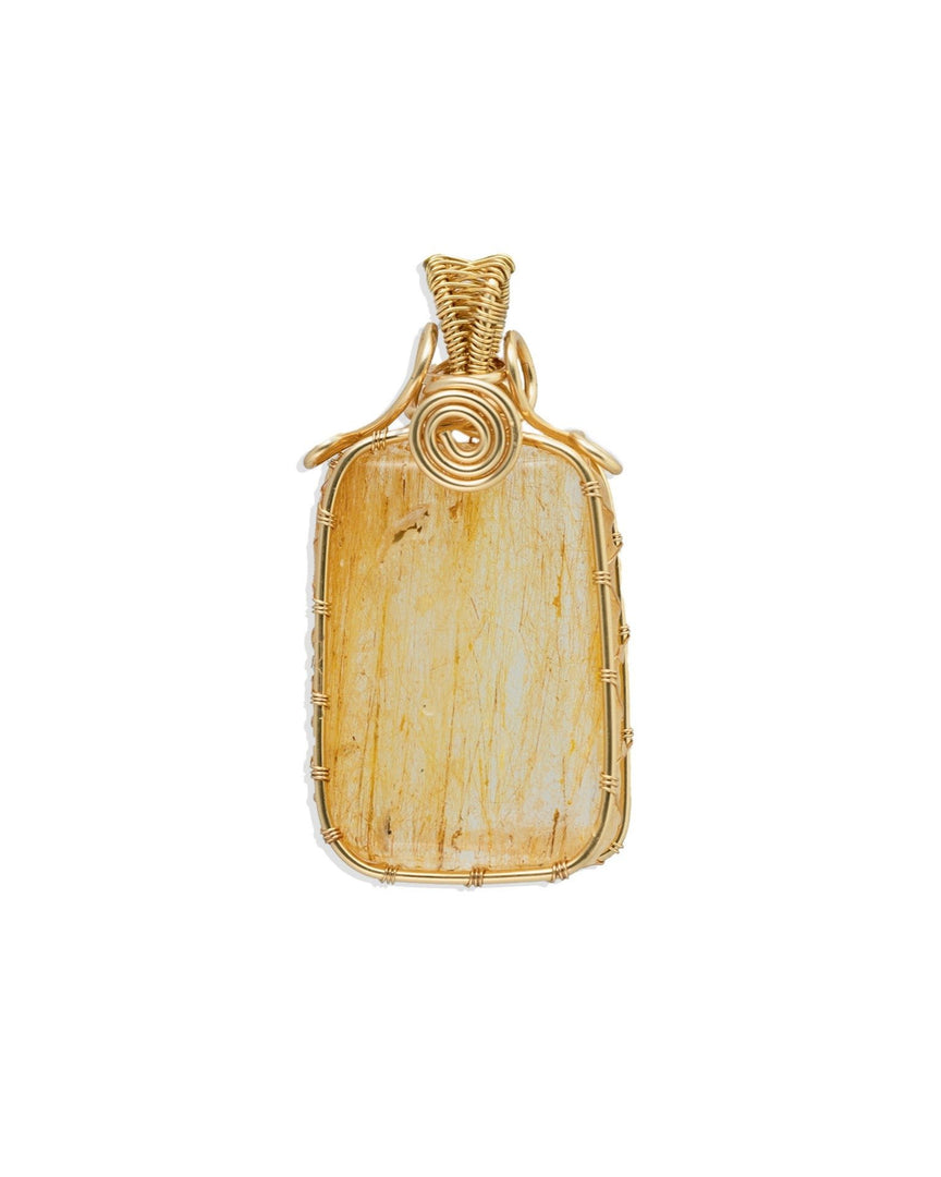 medium golden rutilated quartz amulet pendant