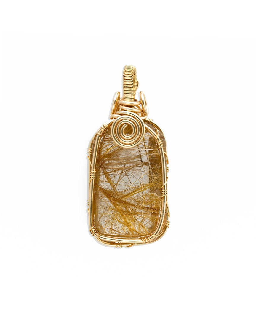 medium golden rutilated quartz amulet pendant