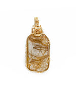 Load image into Gallery viewer, medium golden rutilated quartz amulet pendant
