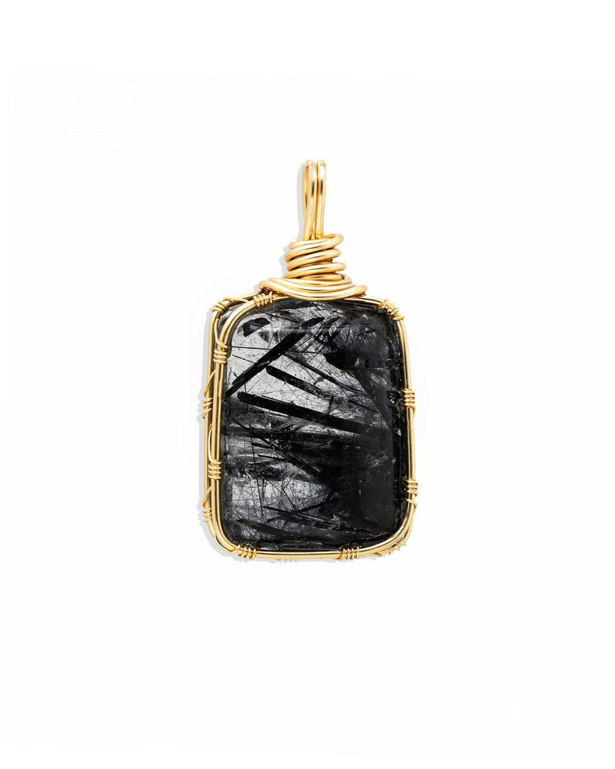 black rutilated quartz pendant