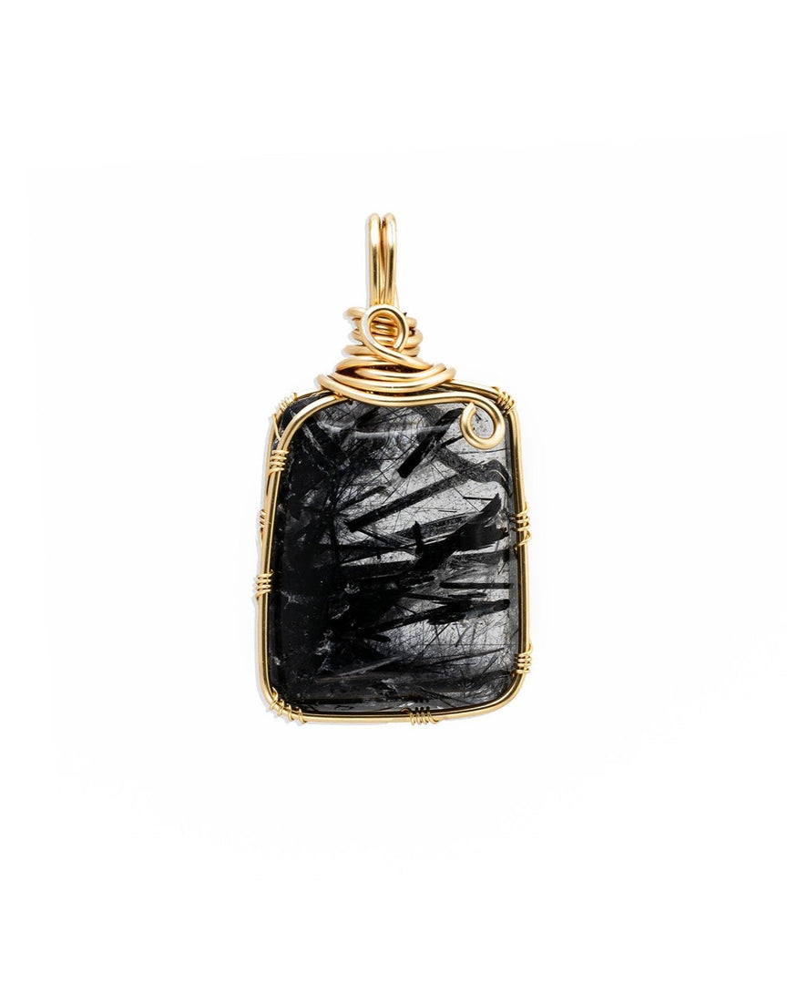 black rutilated quartz pendant