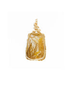 Load image into Gallery viewer, small trapezoid golden rutilated quartz pendant
