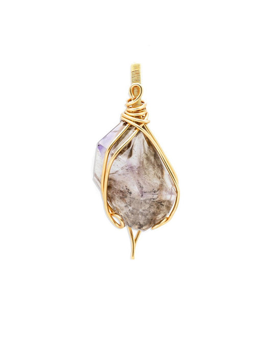 irregular shape smoky super seven pendant